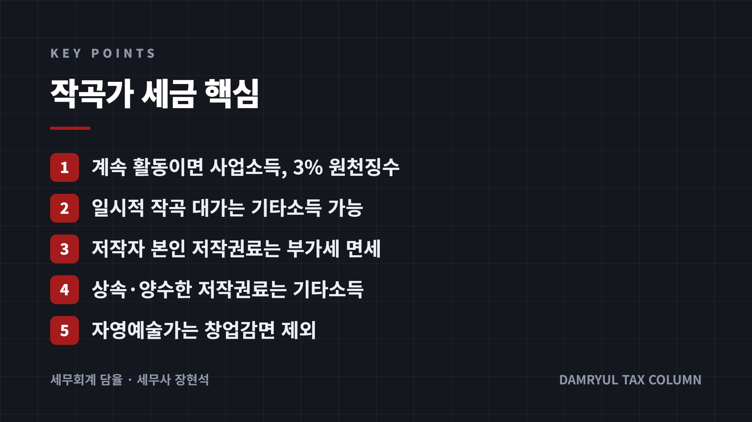 작곡가 세금 핵심