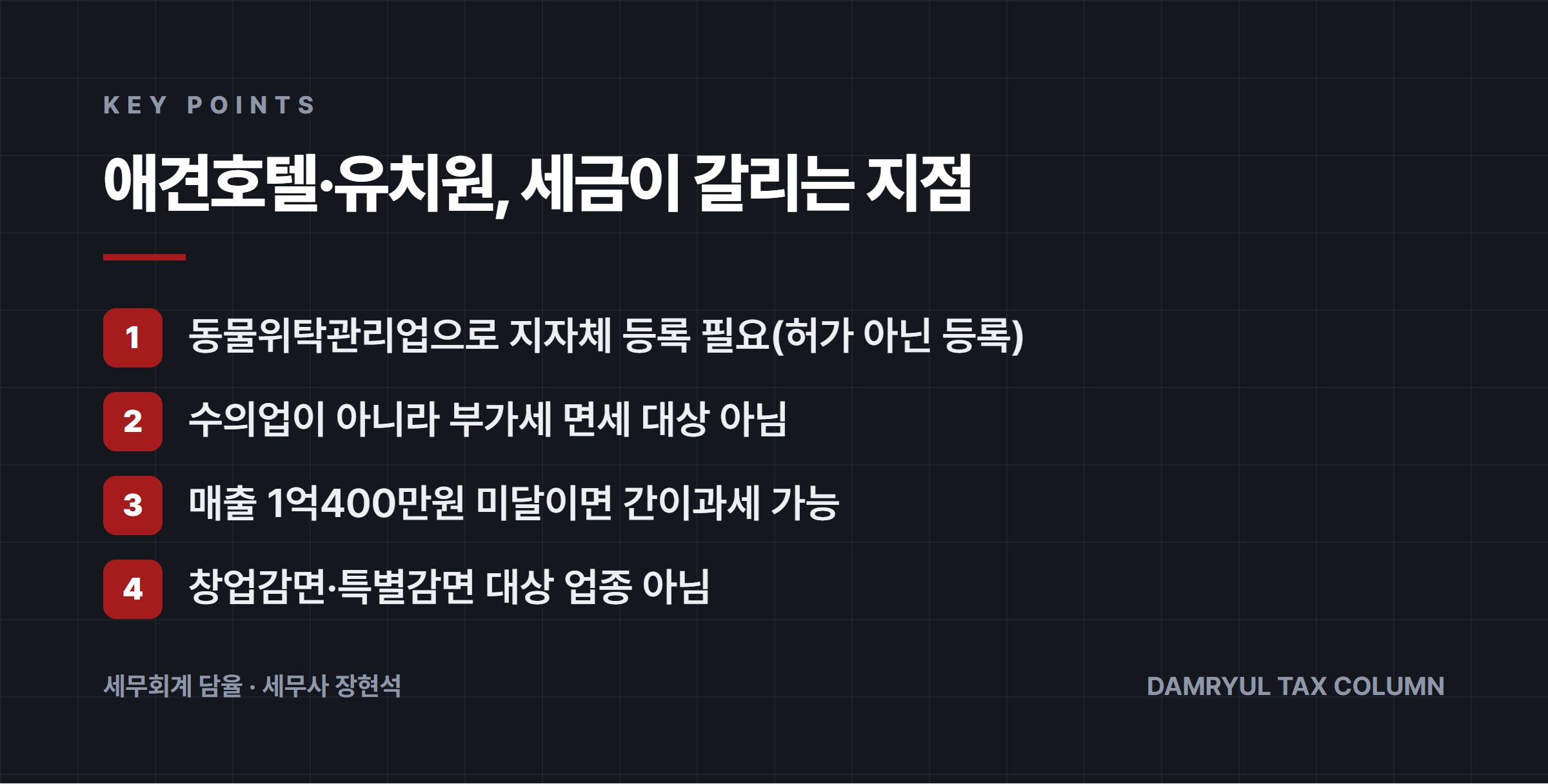 애견호텔·유치원, 세금이 갈리는 지점