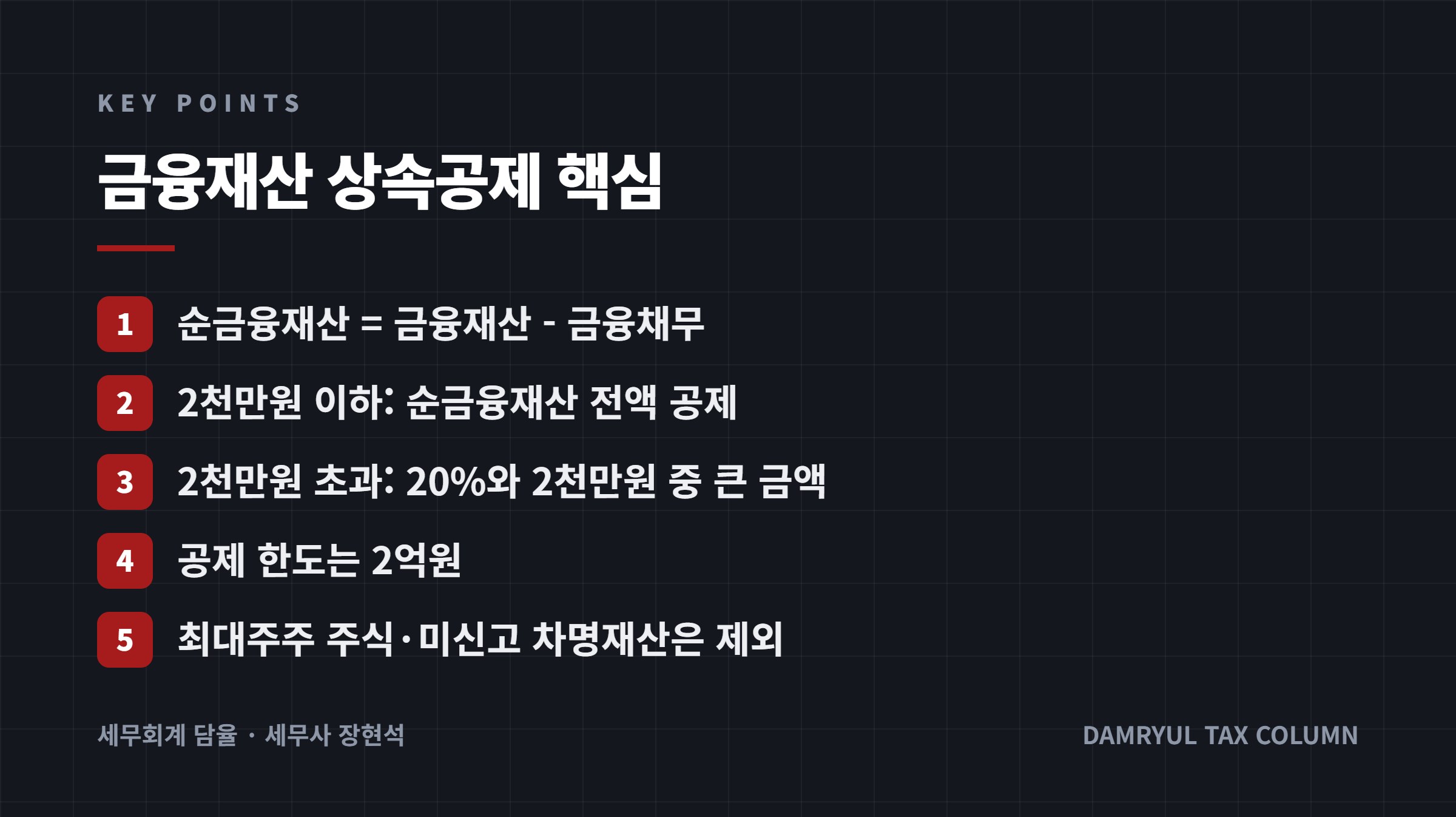 금융재산 상속공제 핵심
