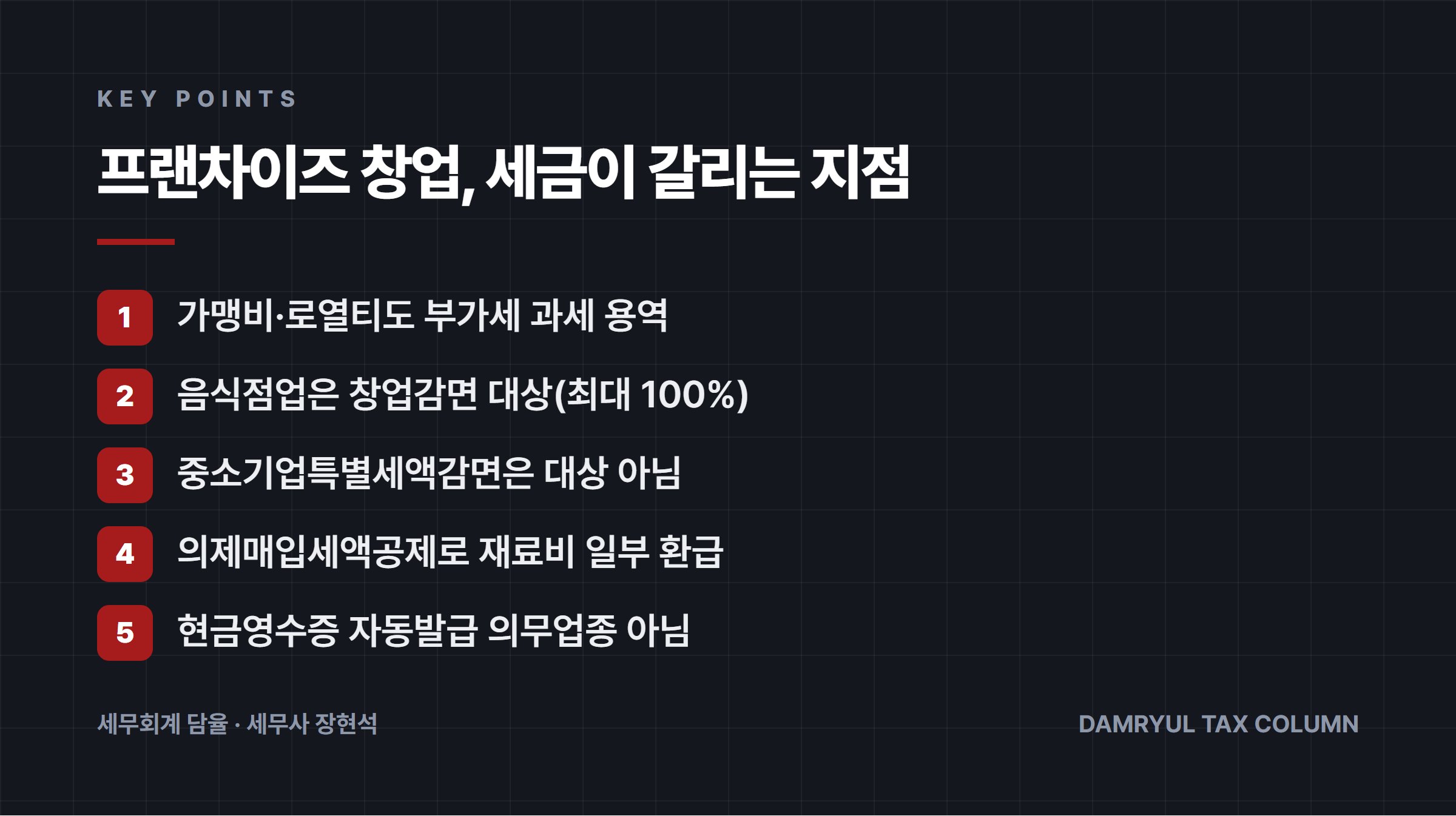 프랜차이즈 창업, 세금이 갈리는 지점