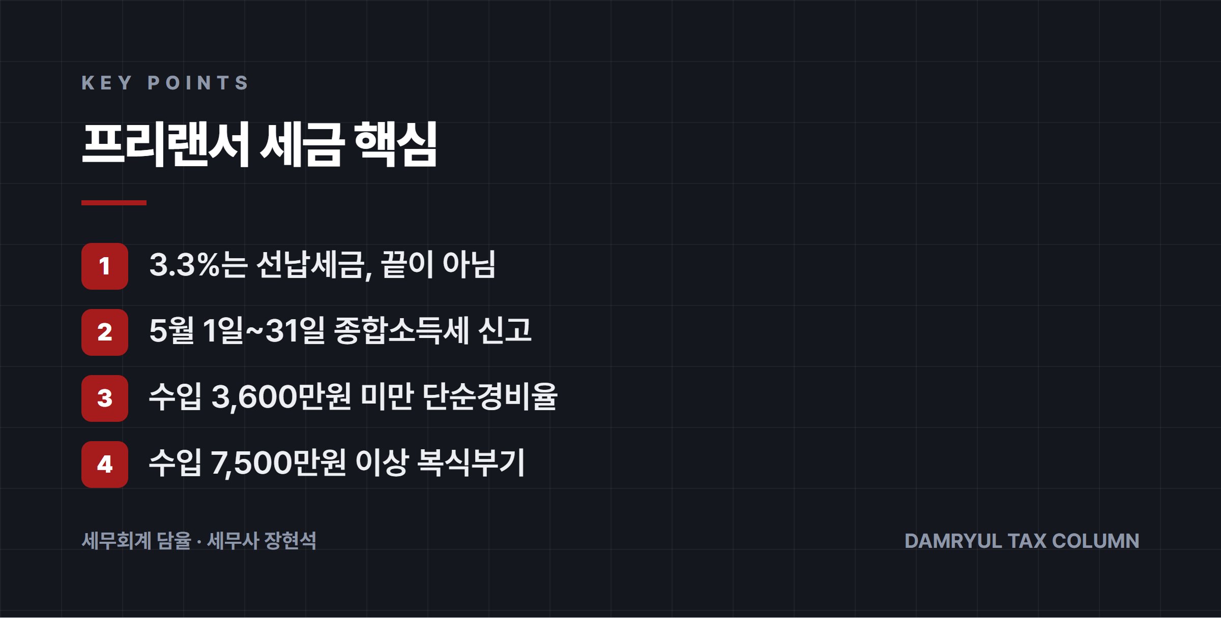 프리랜서 세금 핵심