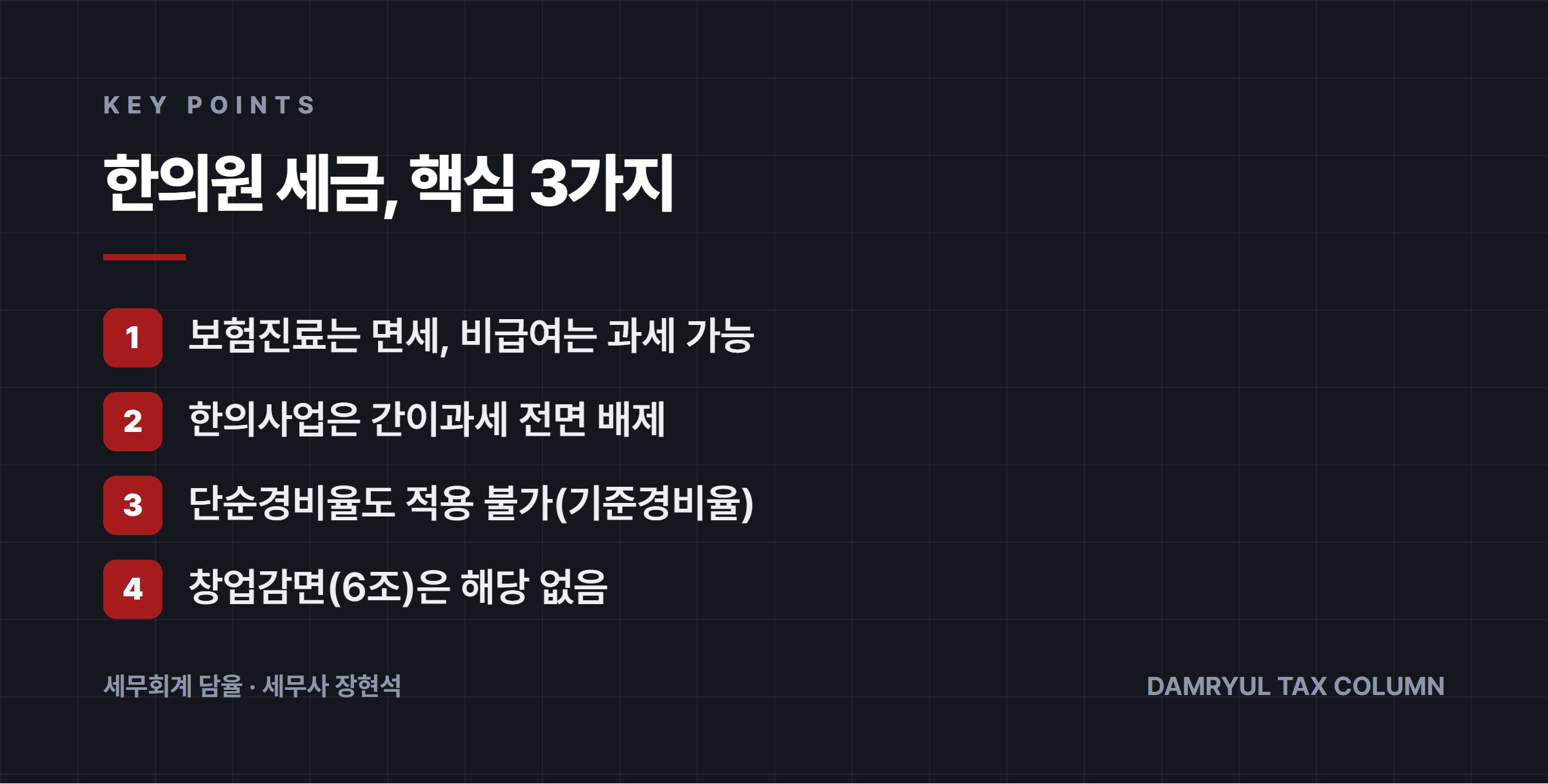한의원 세금, 핵심 3가지