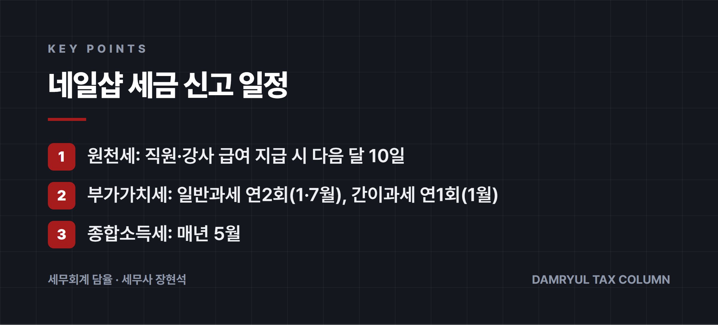 네일샵 세금 신고 일정