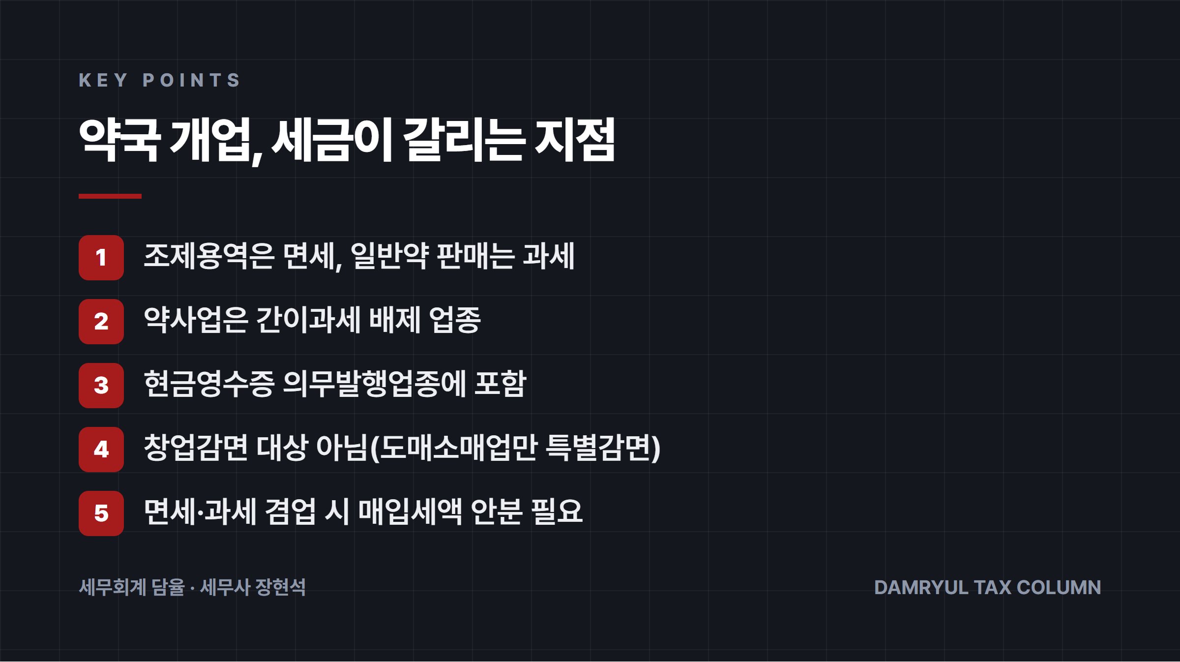 약국 개업, 세금이 갈리는 지점