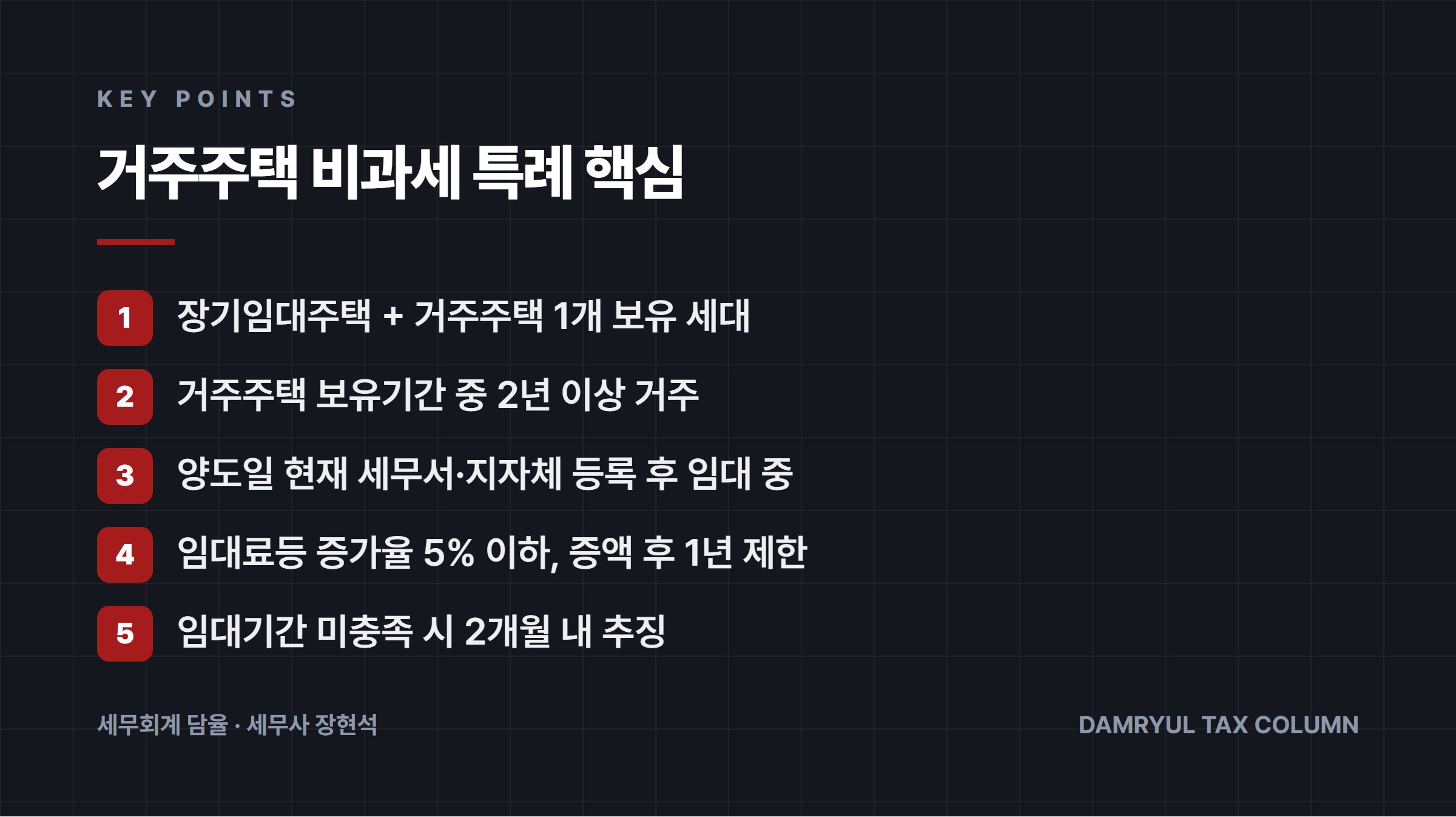 거주주택 비과세 특례 핵심