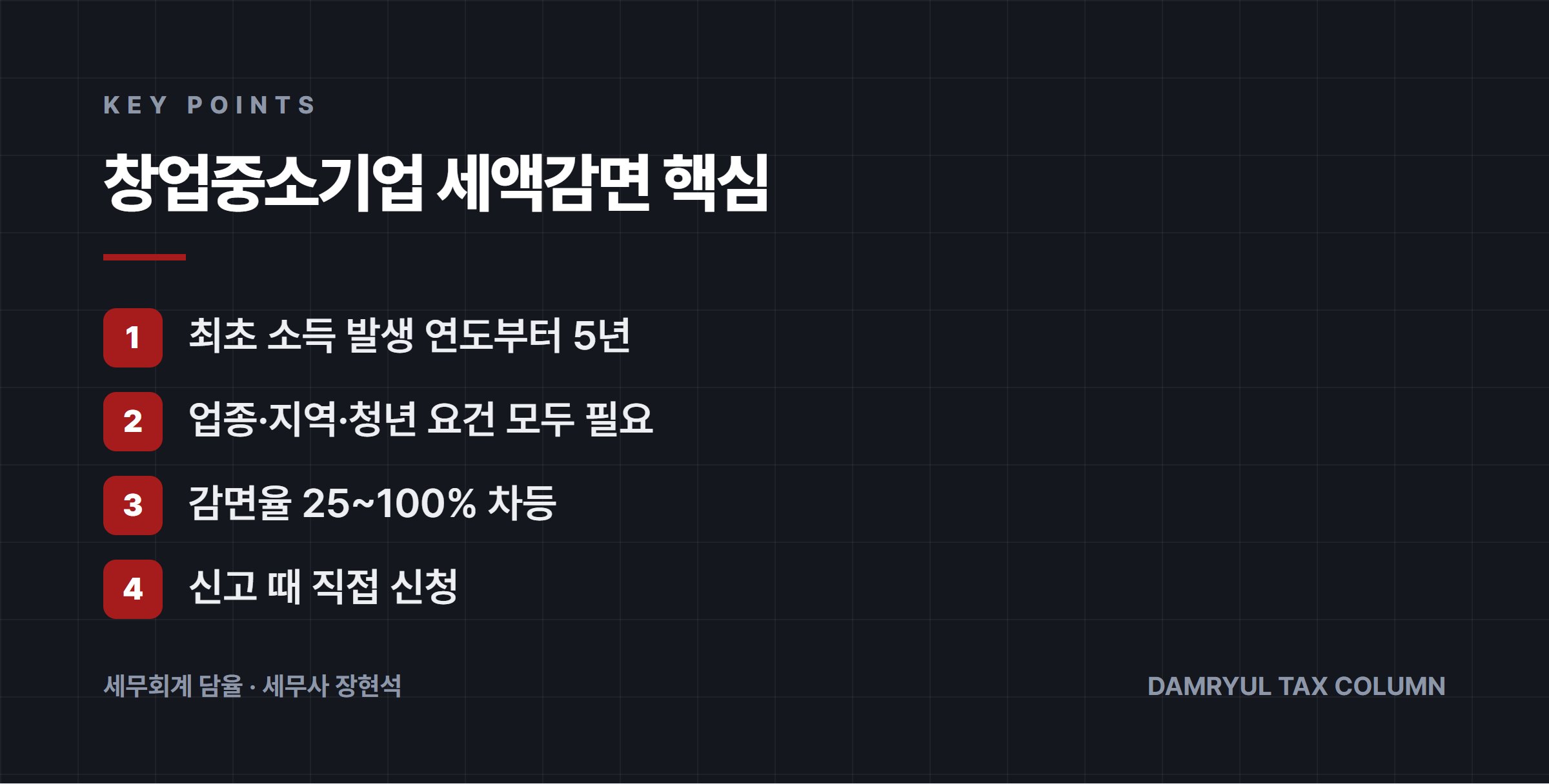 창업중소기업 세액감면 핵심